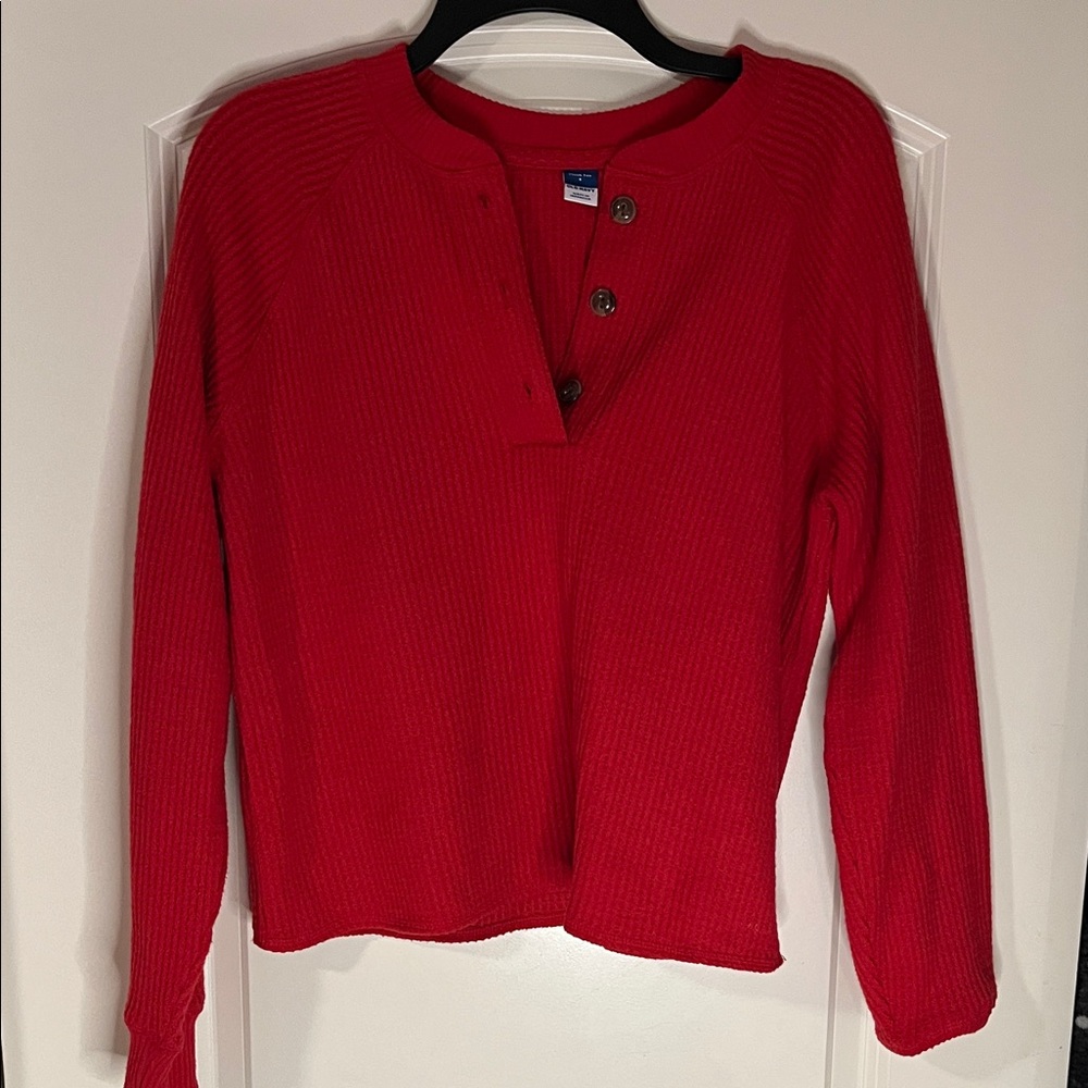 Old Navy Vibrant Red Button-Down Women's Shirt